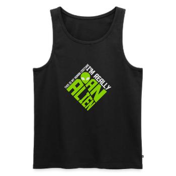 human costume alien Zitat - Männer Premium Bio Tank Top - Schwarz - Vorne - AI Model Male 178 light (178cm)
