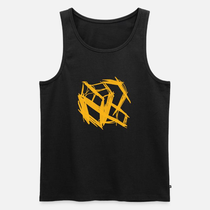 Oranger Kubus - Männer Premium Bio Tank Top - Schwarz