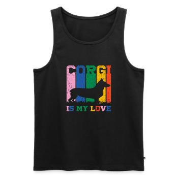 Corgi is my Love - Männer Premium Bio Tank Top - Schwarz - Vorne - Michal (187cm)