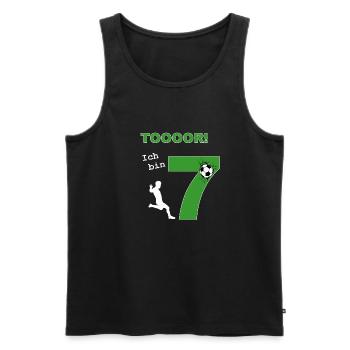 Fußballshirt 7 Jahre Geburtstagsshirt Geschenkidee - Männer Premium Bio Tank Top - Schwarz - Vorne - AI Model Male 178 light (178cm)
