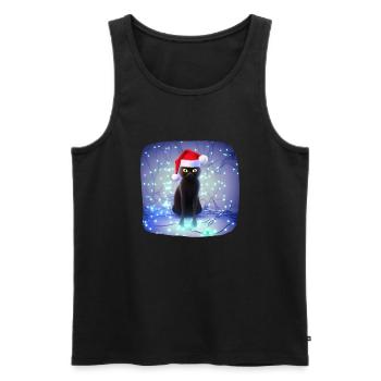 Cat wrapped in Christmas lights - Men's Premium Organic Tank Top - black - Front - AI Model Male 178 light (178cm)