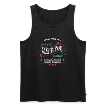 Humour charpentier blagues drôle menuisier papadesign - Débardeur bio Premium Homme - noir - Devant - Michal (187cm)