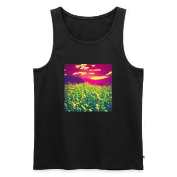 Abstract Flowers on a Pink Background - Men's Premium Organic Tank Top - black - Front - Michal (187cm)