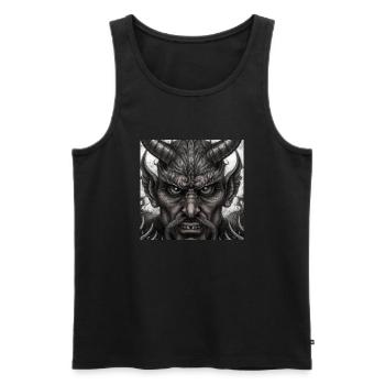 Visage du diable - Débardeur bio Premium Homme - noir - Devant - Michal (187cm)