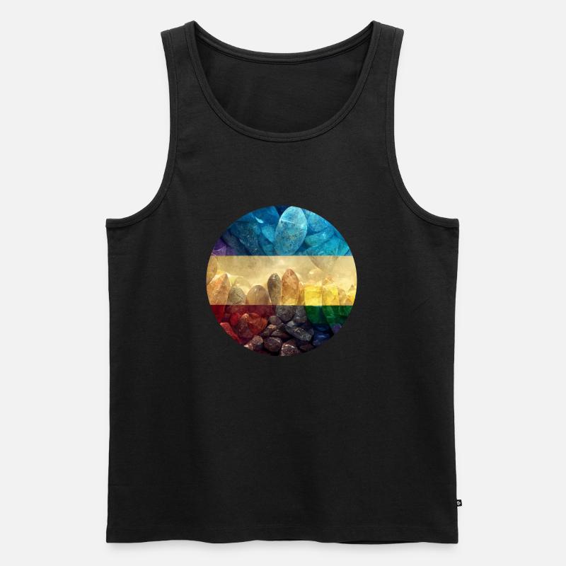 Regenbogenfarbene Steine - Männer Premium Bio Tank Top - Schwarz