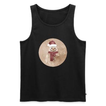 mignon bonhomme de neige avec casquette et nez de navet - Débardeur bio Premium Homme - noir - Devant - AI Model Male 178 light (178cm)