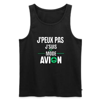 J’peux pas j’suis en mode avion - Débardeur bio Premium Homme - noir - Devant - Michal (187cm)