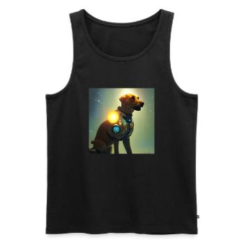 Le chien de l’univers - Débardeur bio Premium Homme - noir - Devant - Michal (187cm)