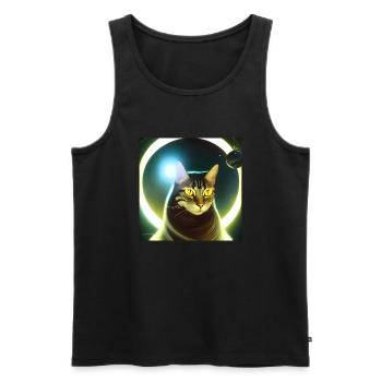 The Universe Cat - Men's Premium Organic Tank Top - black - Front - AI Model Male 178 light (178cm)