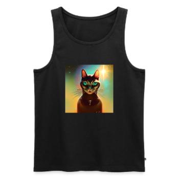 The Universe Cat - Men's Premium Organic Tank Top - black - Front - AI Model Male 178 light (178cm)