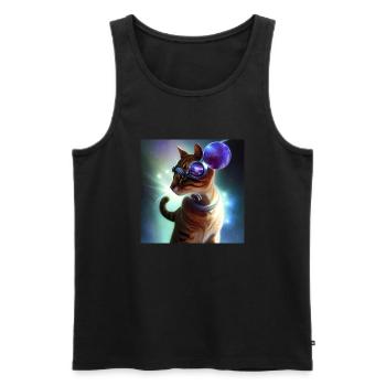 The Universe Cat - Men's Premium Organic Tank Top - black - Front - AI Model Male 178 light (178cm)