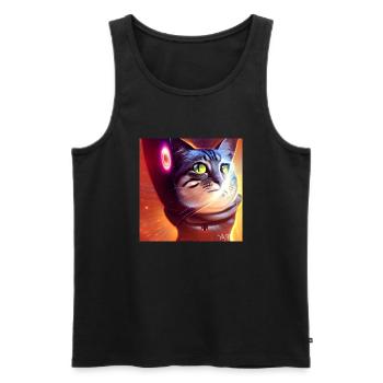 The Universe Cat - Men's Premium Organic Tank Top - black - Front - AI Model Male 178 light (178cm)