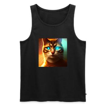 The Universe Cat - Men's Premium Organic Tank Top - black - Front - AI Model Male 178 light (178cm)