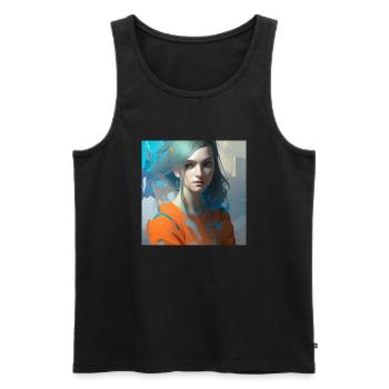 Beautiful woman watercolor painting - Men's Premium Organic Tank Top - black - Front - Michal (187cm)
