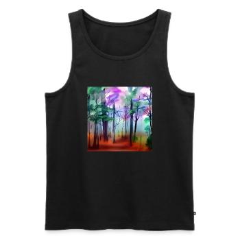 Aquarelle forêt nature - Débardeur bio Premium Homme - noir - Devant - Michal (187cm)