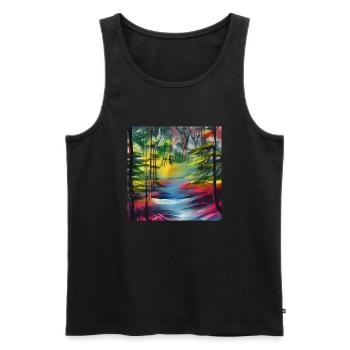 Water color river in forest - Men's Premium Organic Tank Top - black - Front - AI Model Male 178 light (178cm)