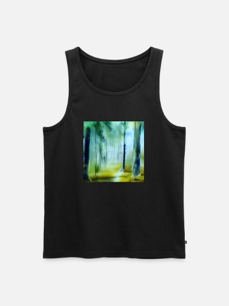 Beruhigender Aquarellwald - Männer Premium Bio Tank Top - Schwarz