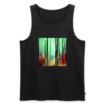 Herbst-Aquarellwald - Männer Premium Bio Tank Top - Schwarz - Vorne - AI Model Male 178 light (178cm)