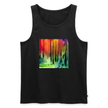 Mysterious watercolor nature forest - Men's Premium Organic Tank Top - black - Front - Michal (187cm)