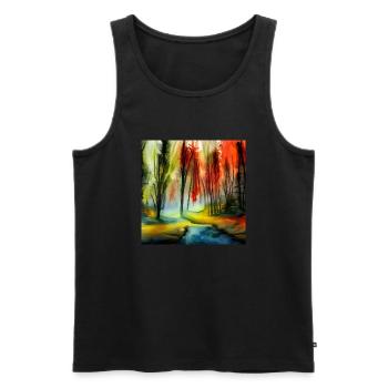 Aquarelle de printemps de la forêt - Débardeur bio Premium Homme - noir - Devant - Michal (187cm)