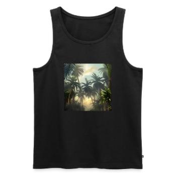 Jungle avec palmiers - Débardeur bio Premium Homme - noir - Devant - Michal (187cm)