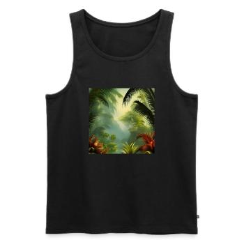 Exotic jungle artwork - Men's Premium Organic Tank Top - black - Front - Michal (187cm)