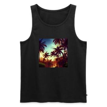 Abend in der Dschungelkunst - Männer Premium Bio Tank Top - Schwarz - Vorne - AI Model Male 178 light (178cm)