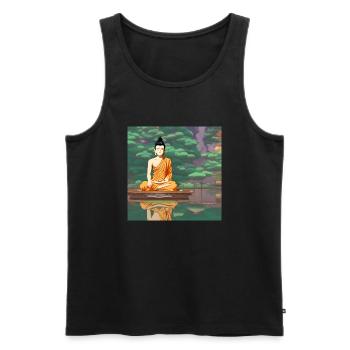 Cartoon buddha statue art - Men's Premium Organic Tank Top - black - Front - Michal (187cm)