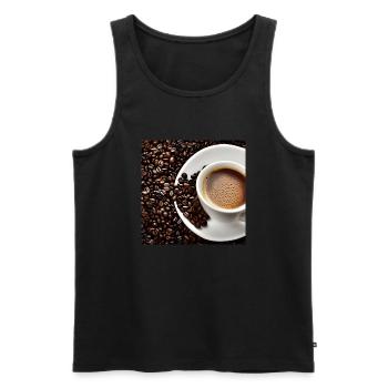 Café du matin - Débardeur bio Premium Homme - noir - Devant - AI Model Male 178 light (178cm)