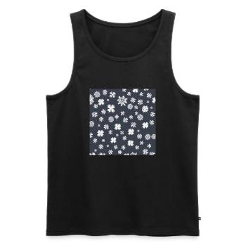 Motif de flocon de neige sur le fond bleu marine - Débardeur bio Premium Homme - noir - Devant - AI Model Male 178 light (178cm)