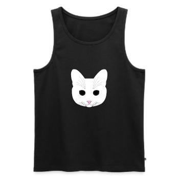 Chat tête blanc yeux transparent - Débardeur bio Premium Homme - noir - Devant - Michal (187cm)