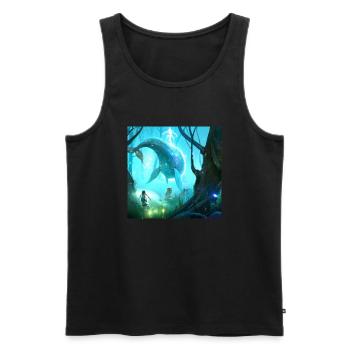 Fliegende Wale im magischen Wald - Männer Premium Bio Tank Top - Schwarz - Vorne - AI Model Male 178 light (178cm)