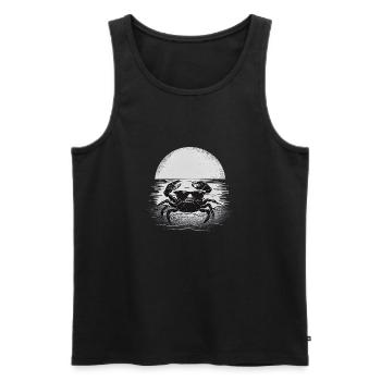 Coucher de soleil sur la plage avec du crabe élégant - Débardeur bio Premium Homme - noir - Devant - AI Model Male 178 light (178cm)