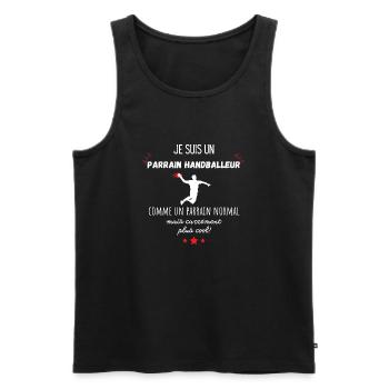 parrain handballeur cool - Débardeur bio Premium Homme - noir - Devant - Michal (187cm)