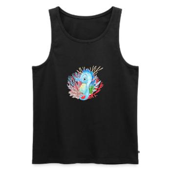 Meer, Seepferdchen - Männer Premium Bio Tank Top - Schwarz - Vorne - AI Model Male 178 light (178cm)