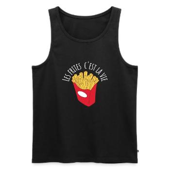 Les frites c'est la vie - Débardeur bio Premium Homme - noir - Devant - Michal (187cm)