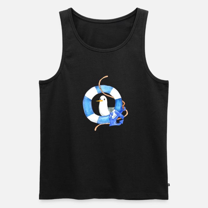 Möwe im Rettungsring - Männer Premium Bio Tank Top - Schwarz