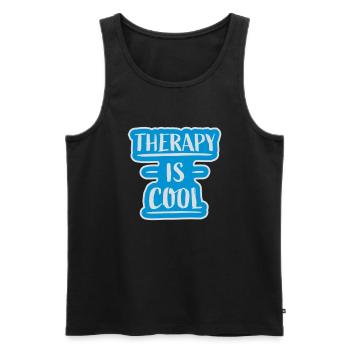 therapy is cool Quote - Men's Premium Organic Tank Top - black - Front - Michal (187cm)