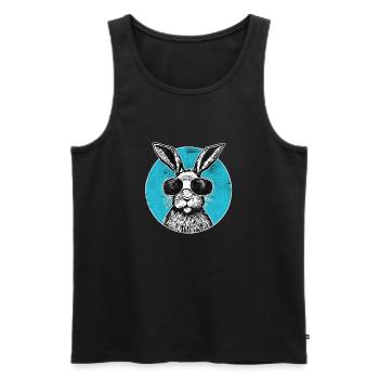 Hase mit Brille auf der Nase - Männer Premium Bio Tank Top - Schwarz - Vorne - Michal (187cm)