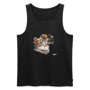 Cat face 10 - Men's Premium Organic Tank Top - black - Front - Michal (187cm)