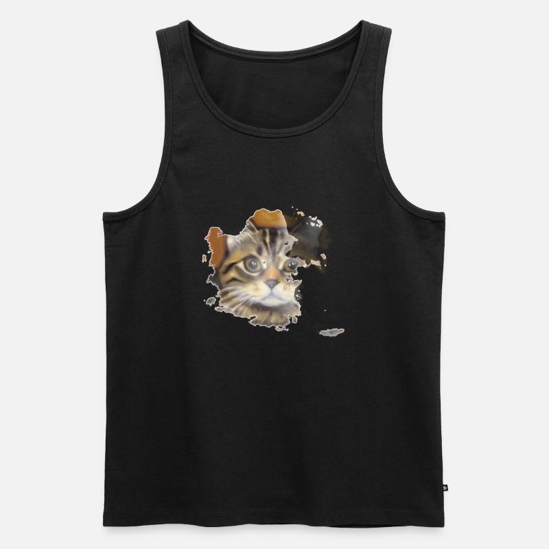 Katzengesicht 10 - Männer Premium Bio Tank Top - Schwarz