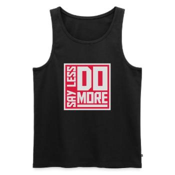 say less do more - Männer Premium Bio Tank Top - Schwarz - Vorne - AI Model Male 178 light (178cm)