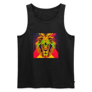 Lion - Men's Premium Organic Tank Top - black - Front - Michal (187cm)