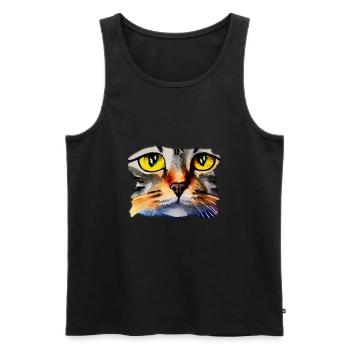 Katzengesicht 2 - Männer Premium Bio Tank Top - Schwarz - Vorne - Michal (187cm)