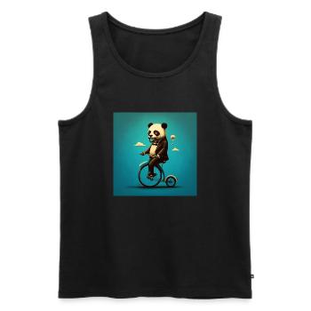 Panda élégant sur un vélo 6 - Débardeur bio Premium Homme - noir - Devant - AI Model Male 178 light (178cm)