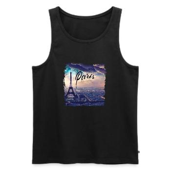 Paris Eiffel Tower Casual Style - Men's Premium Organic Tank Top - black - Front - AI Model Male 178 light (178cm)