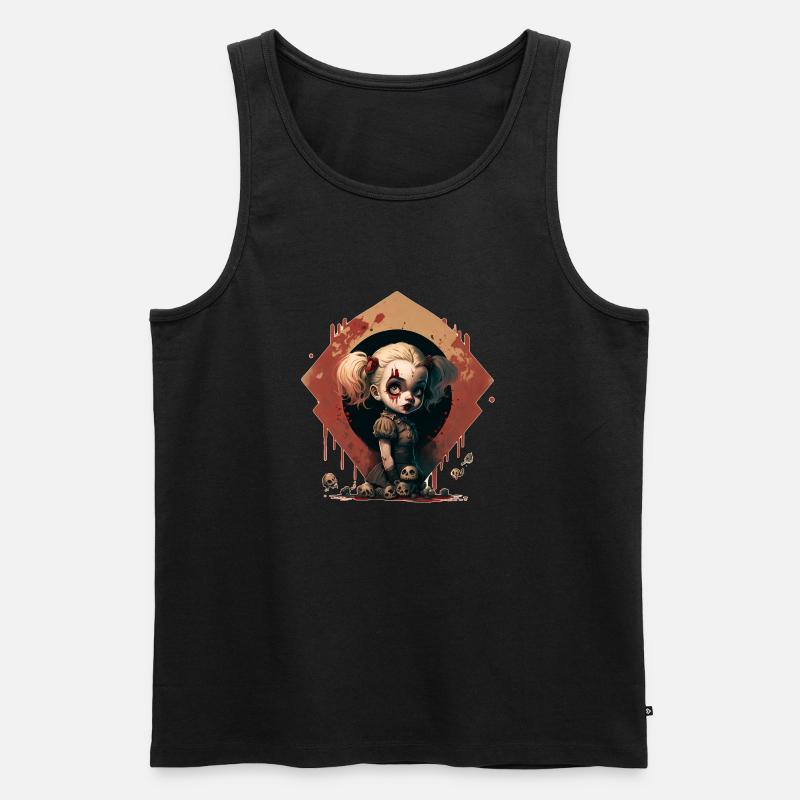 Quinn Dämonenmädchen mit Totenköpfen - Männer Premium Bio Tank Top - Schwarz
