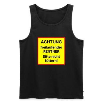 Achtung freilaufender Rentner Bitte nicht füttern - Männer Premium Bio Tank Top - Schwarz - Vorne - Michal (187cm)