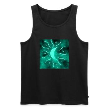 MOND MANDALA AZULITO - Männer Premium Bio Tank Top - Schwarz - Vorne - Michal (187cm)
