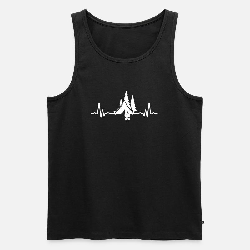Heartbeat Camping - Männer Premium Bio Tank Top - Schwarz